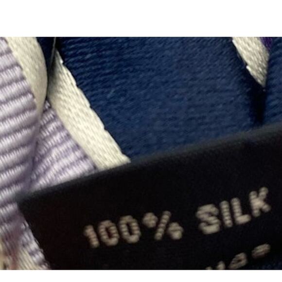 New Saddlebred Black Purple Silver Stripped Silk Repp Tie 60" Long x 3 1/4 Wide - Picture 8 of 8